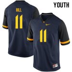 Youth West Virginia Mountaineers NCAA #11 Chase Hill Navy Authentic Nike Stitched College Football Jersey AV15E58RX